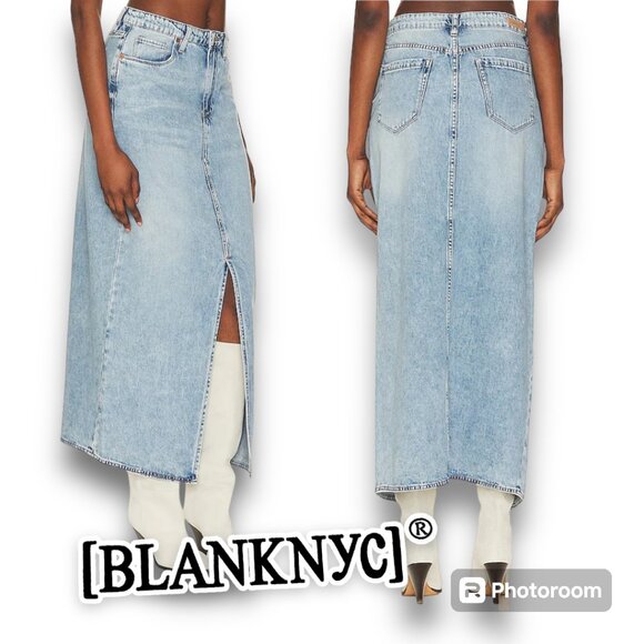 BLANKNYC Denim Maxi Skirt Mid Rise Light Wash Size 26 Small - Picture 1 of 9